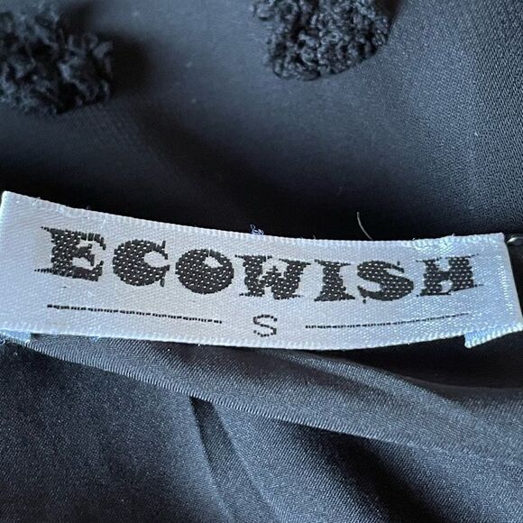 Ecowish Black Oversized Babydoll Boho Dress w/Balls of Fabric (Size: Small) - Picture 5 of 16